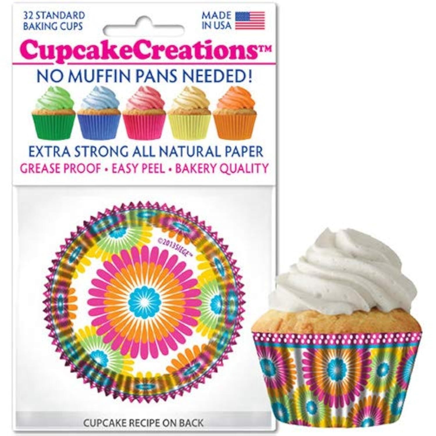 32-Count Vibrant Color Burst Cupcake Liners for Baking