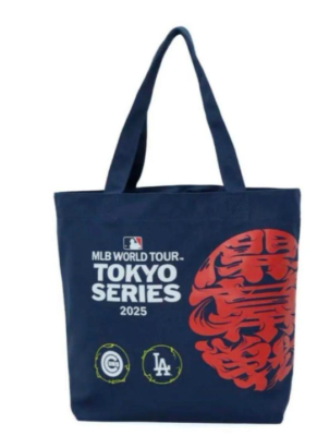 2025 MLB Tokyo Series Canvas Tote Bag Navy Red Cubs Dodgers Ohtani 