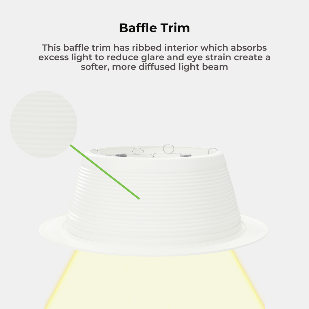 6” Inch Recessed Can Light White Baffle Trim Replaces Halo 310W R/PAR30