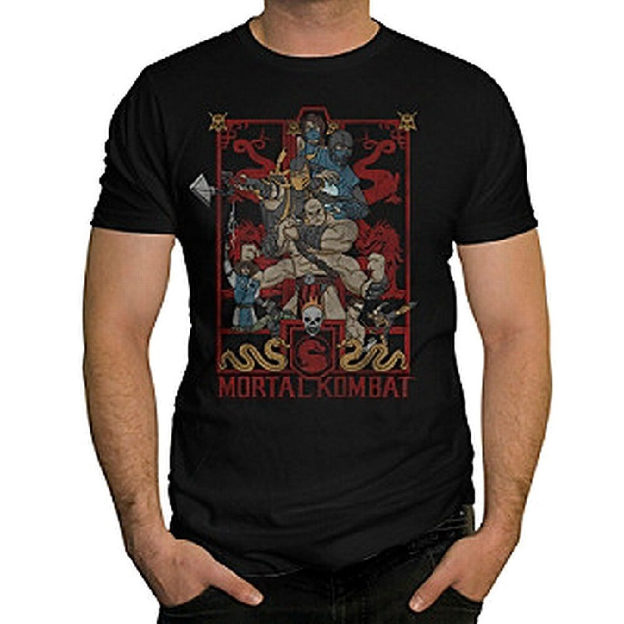 Мужская черная футболка Fruit of the Loom с графическим изображением Mortal Kombat S 4390₽
