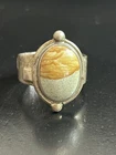Vintage Ring Size 11 Agate Gem Silver Sterling Palomino Rhyolite Southwest