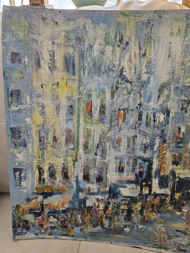 Vintage Oil Painting On Board, Cityscape, Not Framed Or Signed - Picture 5 of 12