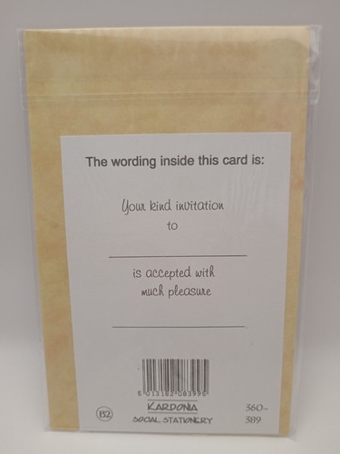 A Sincere Acceptance Card & Envelope Wedding Party Accept Regret New Cheap Cards - Picture 2 of 2