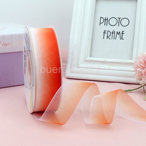 25/50 Yards Reel Gradient Sheer Organza Ribbon - 2.5cm 3.8cm Widths - Picture 16 of 16