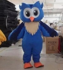 Halloween Cosplay Big Blue Owl Mascot Costume Suits Party Game Dress Adult Size