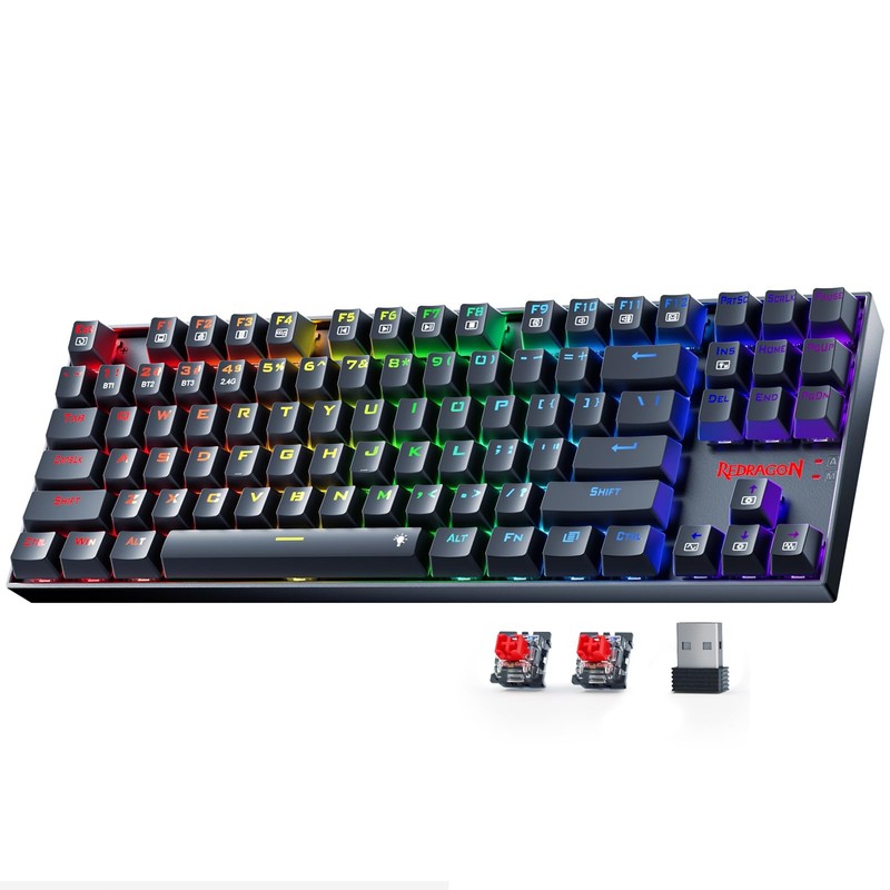 Redragon Wireless Gaming Keyboard, BT/2.4Ghz Tri-Mode Mechanical Keyboard, buit-