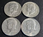 Lot of 4 (Four) ~ JFK Half Dollars ~1966-66-67-68D~ 40% Silver Kennedy Halves