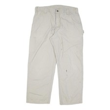 CARHARTT Mens Relaxed Beige Cotton Blend Zip Trousers W36 L28 Casual Workwear