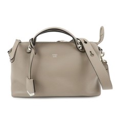 FENDI By The Way Medium Leather 2Way Bag Hand Bag Greige 8BL146 Auth Used F/S