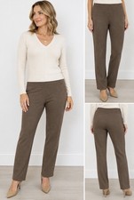St. John Brown Knit Pull-On Straight Leg Pants Women s Size S Made in USA