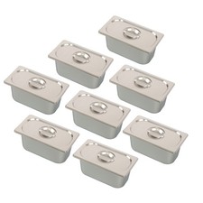 8 Pieces Restaurant Steam Table Pans 1/3 Size 6 Inch Deep Thickened with Lid