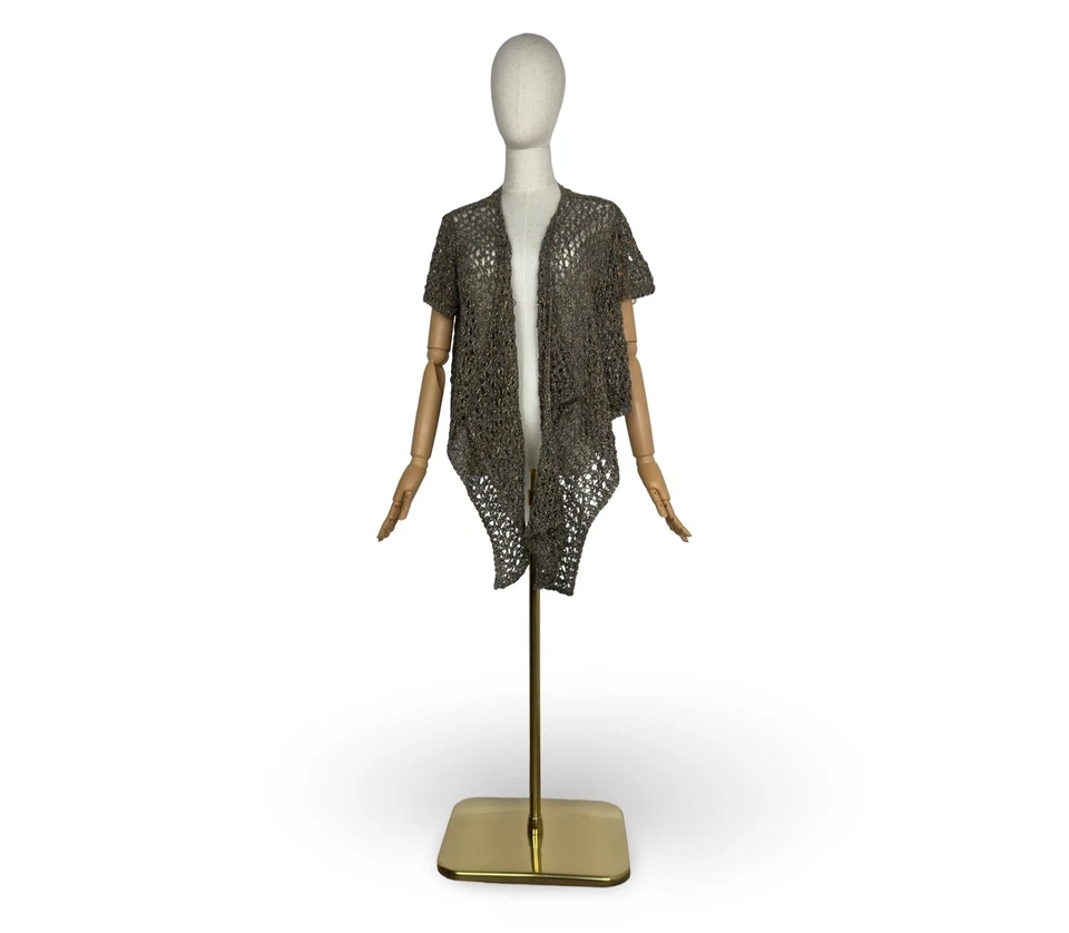 Сара Пачини рыболовная сеть открытый трикотаж ассиметричный кардиган свитер плащ - Изображение 2 из 4