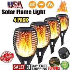 4 PACK Flickering Solar Lights Flame Torch Outdoor Landscape Garden Yard Lights