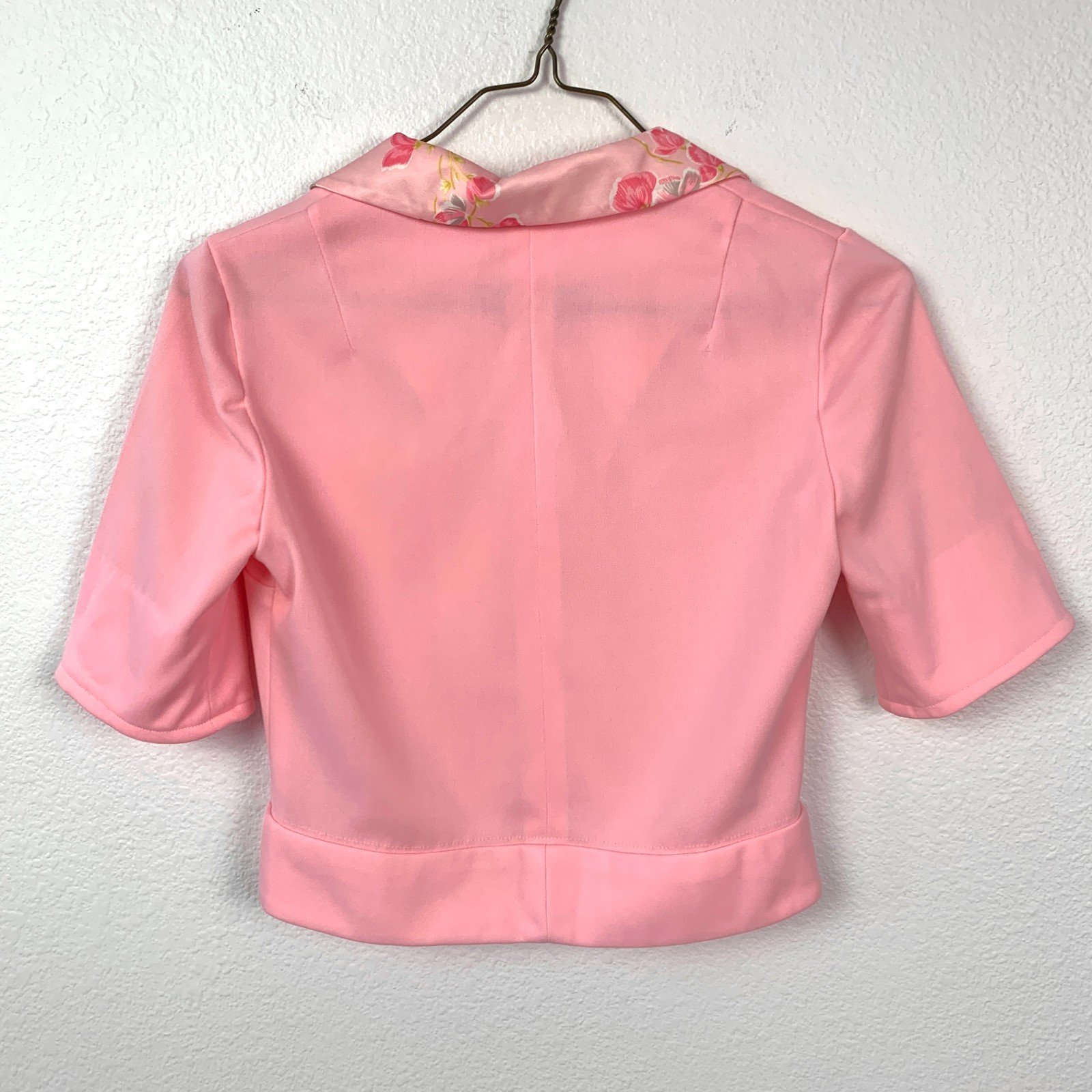 Vintage 70s Handmade Pink Mrs Maisel Skirt Floral Outfit Zip Shirt Chest 33"