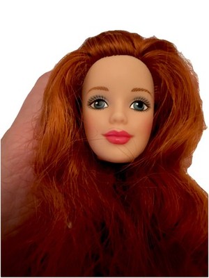 REDHEAD LONG HAIR HEAD BARBIE DOLL HEAD ONLY STEFFIE FACE REPLACEMENT OOAK