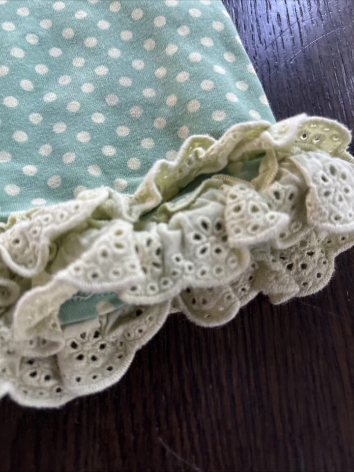 Matilda Jane Girls Size 4 Shorties Shorts Green Polka Dot EUC - Image 2 of 4