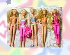 Vintage 1980s Barbie Doll Lot Of 5 & Clothing Outfits Superstar Neon All Star