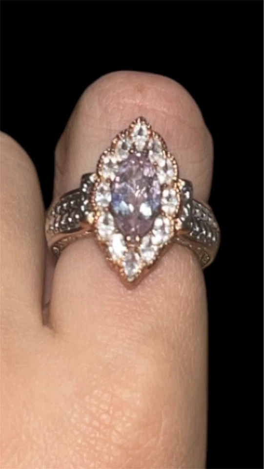 Anillo Michael Valitatti chapado en oro de 18 K, cuarto de galón de plata rosa tamaño 6 1/2 Foto 2 de 4