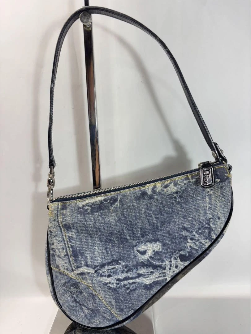 Sac bandoulière Christian Dior pochette selle denim