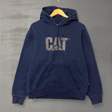 CAT Caterpillar Logo Hoodie Sweatshirt Navy Blue Men's Size Large