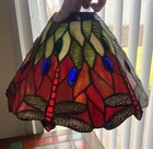 Vintage 1970s 1980s 14” tiffany style stained glass lamp shade JUST THE SHADE