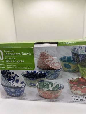 new Provence Stoneware 10 Piece Multicolor Bowls Colors small spring print decor