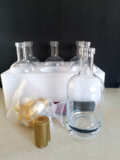 Set of 6 Glass Liquor Infusion Bottles w/ Cork Stoppers Funnel Shrink Caps DIY