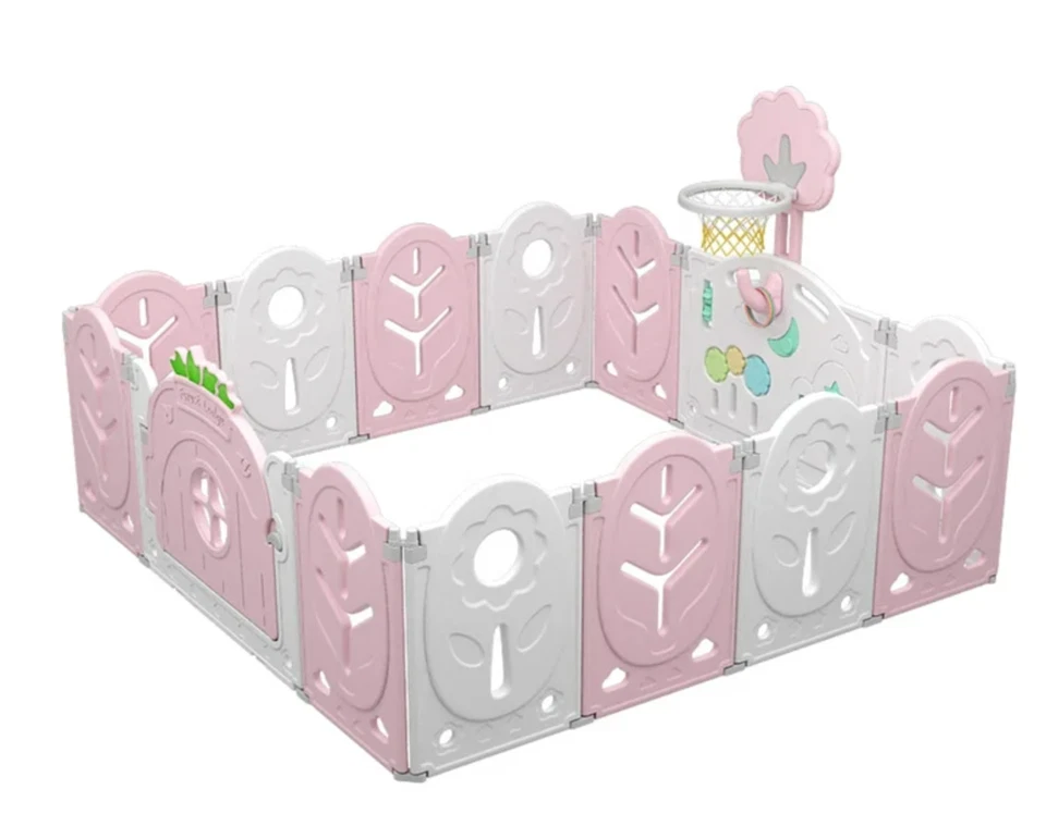 NUEVO Rosa 14 Paneles Plegable Bebé y Mascotas Parque Infantil Centro de Actividades con Cerradura Puerta Foto 3 de 4
