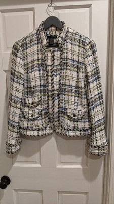 Grace Elements Size 8 Multicolor Plaid Tweed Blazer