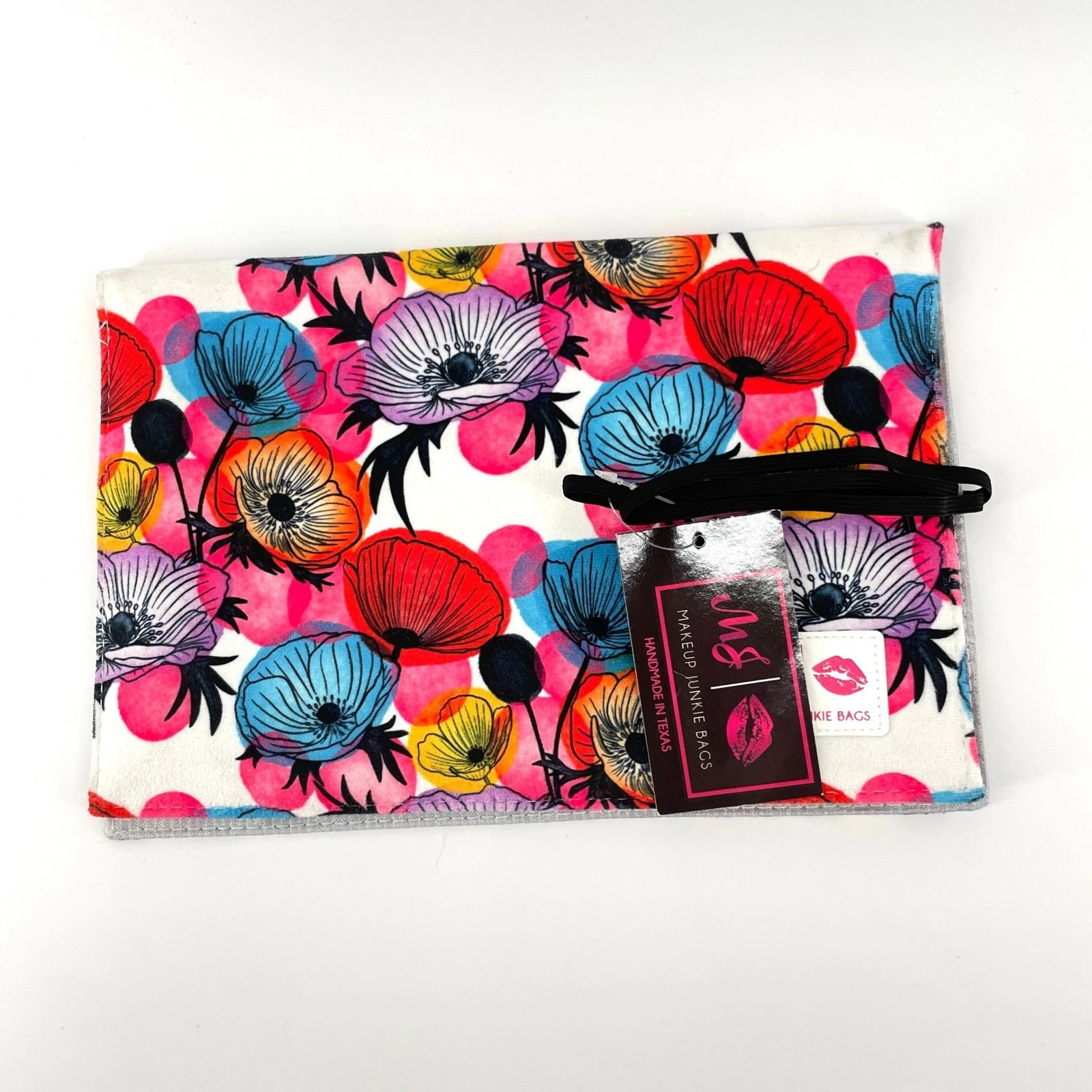 Makeup Junkie Bags Poppy Floral Print Travel Pouch Handmade in Texas NWT