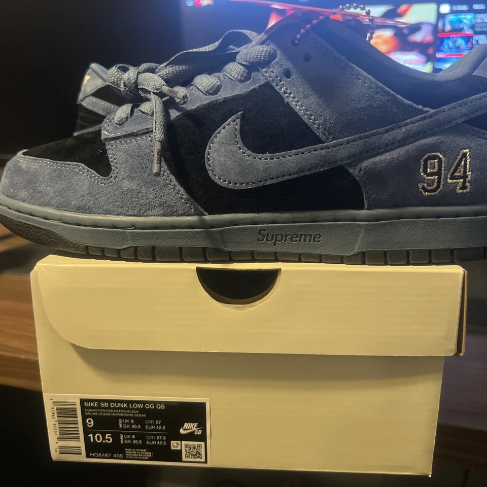 Talla 9 Supreme Nike SB Dunk Low 94 Ocean Fog HQ8487-400 EN MANO SE ENVÍA AHORA Foto 3 de 4