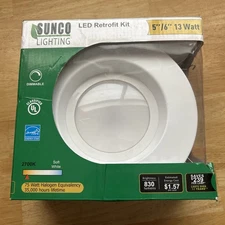 LED Retrofit Kit Baffle Trim 4" 11 Watt White 660 Lumens Dimmable Wet Location