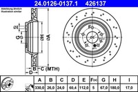 2X ATE Bremsscheibe 24.0126-0137.1 FüR W220 C215 Klasse Mercedes V220 AMG 215