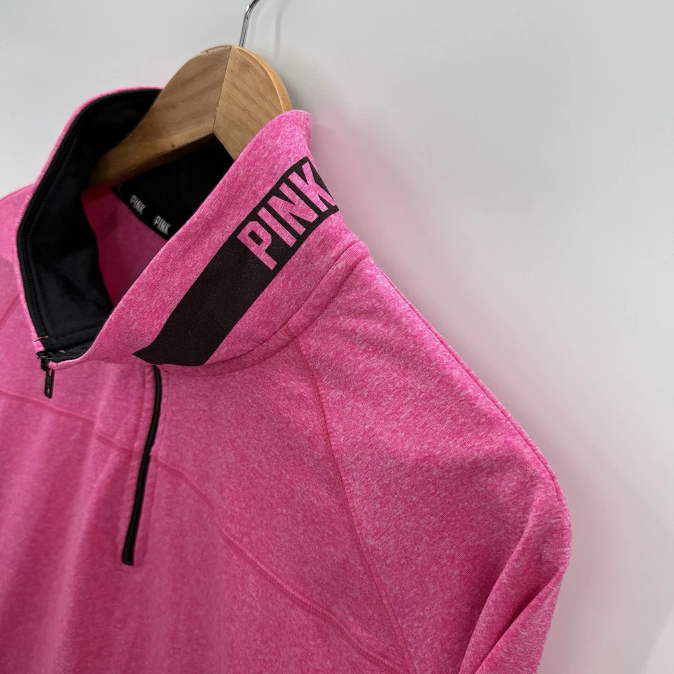 PINK Victoria's Secret Size Large Pink Pullover Quarter Zip Track Jacket Logo - Image 3 of 4