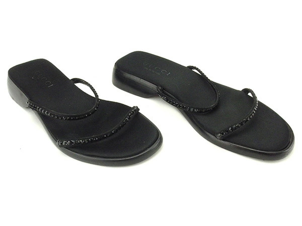GUCCI Sandals #34 1 2C Women's Black T1650 Brand High Brand Vintage thumbnail 5