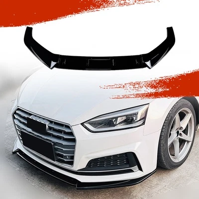 Pour Audi A5 S5 F5 S-LINE 2017-2020 PARE-CHOCS AVANT NOIR BRILLANT ABS SPLITTER - Photo 1/4
