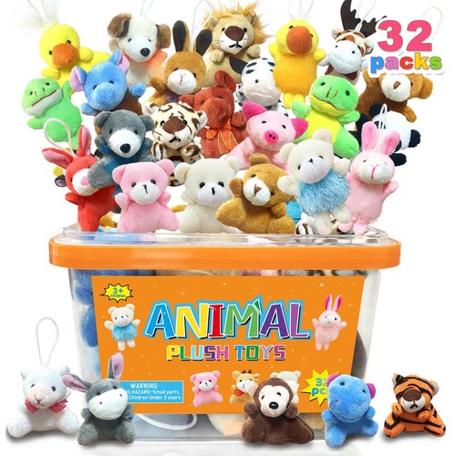 32Pcs Mini Plush Animals Toy Set Assortment Christmas Easter Bulk Stuffed Key