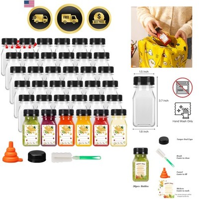 Plastic Juice Bottles Bulk 36pcs Reusable Clear Beverage Containers for Cocktail