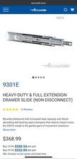 Accuride 9301-42D 42” Side/bottom Mount Drawer Slide