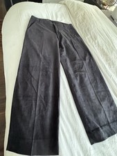 Giorgio Armani Black Label Black Velour Trouser 33 Waist Flat Front Wider Leg