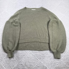 Whiteroom + Cactus Sweater M Green Balloon Sleeve Cottagecore Coquette Boho