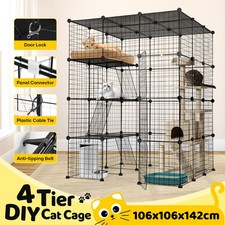 DIY Cat Enclosure Cage Pet House Indoor Rabbit Hutch Ferret Playpen Ramps 4 Tier