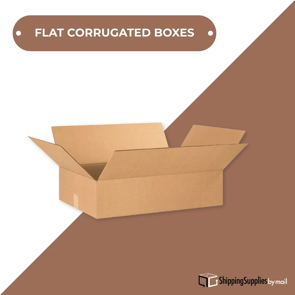 25 Boxes 28x12x6" Flat Corrugated Shipping Boxes ECT-32 Brown Packing Cartons - Image 2 of 4