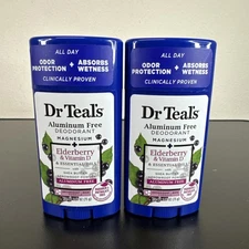 Dr Teal's Aluminum Free Deodorant Elderberry & Vitamin D, 2.65 oz, PACK OF 2