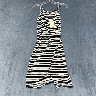 Universal Threads Goods Co. Wrap Dress Womens Small White Black Striped Cotton