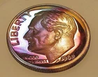 1962 Gem   Proof  Dime 90% Silver  "  MONSTER ELECTRIC  TONING "#308 ~ 7