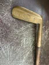 Antique Hickory Wood Shaft MacGregor Heavy Flanged Brass Putter Golf Club 36.3” 