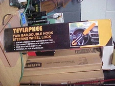 Tevlaphee Steering Wheel Lock Twin Bar Double Hook Car Auto Anti-Theft Device