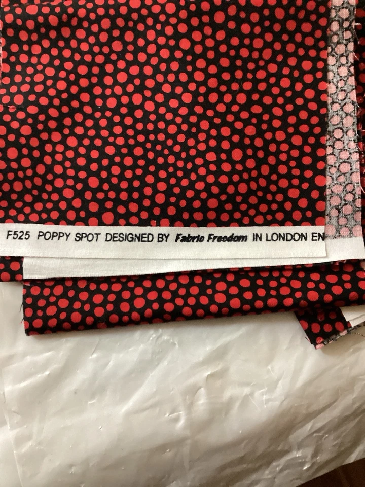 5 Piezas 6" x 44" Poppy Spot por Fabric Freedom, Hecho en Inglaterra F525 Foto 4 de 4