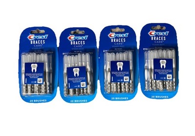4x Crest Braces Care On-The-Go Precision Clean Brushes 20 PK Ages 6+ New In Pkg